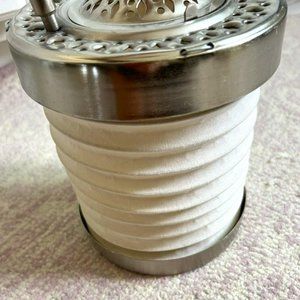 Pottery Barn Accordion‎ Lantern For Votive Candle White Silver Hanging